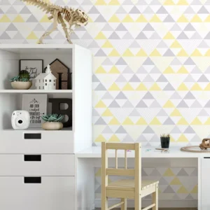 Papel De Parede Decorativo Triângulos Amarelo