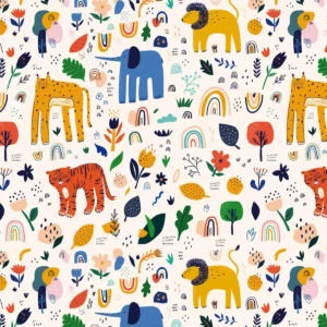 Papel De Parede Decorativo Zoo Safari Boho Infantil