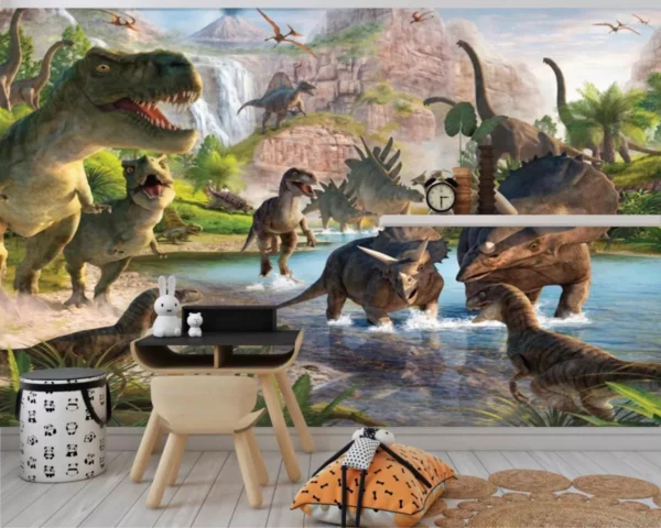 Papel De Parede Dinossauro 3d, L 2.90x2.60 A=7.54m2 Ref:030