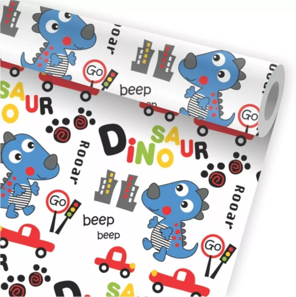 Papel De Parede Dinossauro Cidade Infantil Kit 02 Rolos A61