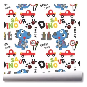 Papel De Parede Dinossauro Cidade Infantil Kit 03 Rolos A61