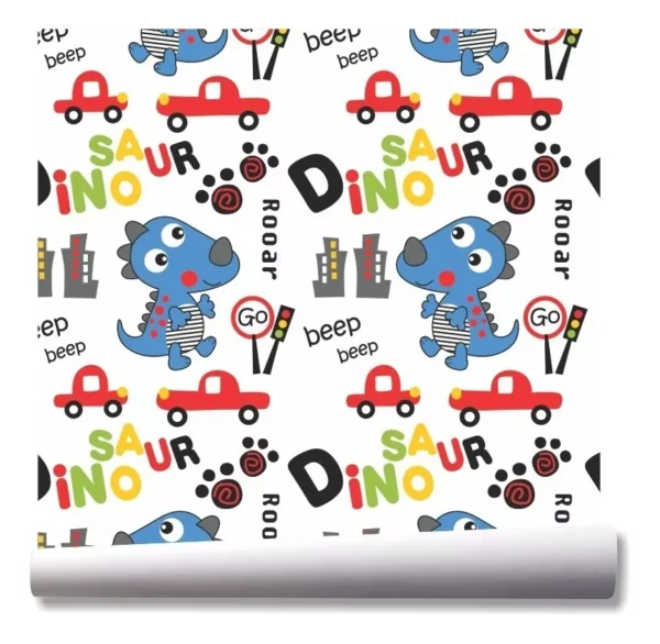 Papel De Parede Dinossauro Cidade Infantil Kit 03 Rolos A61