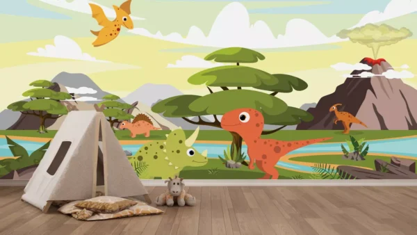 Papel De Parede Dinossauro Infantil M² Sala Quarto Pri_0114