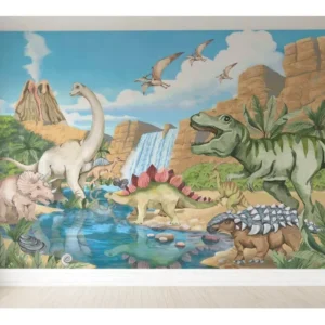 Papel De Parede Dinossauro Mar Quarto De Bebê M² Pp496