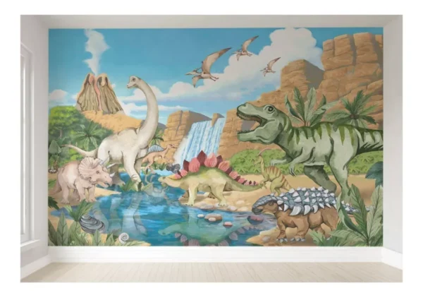 Papel De Parede Dinossauro Mar Quarto De Bebê M² Pp496