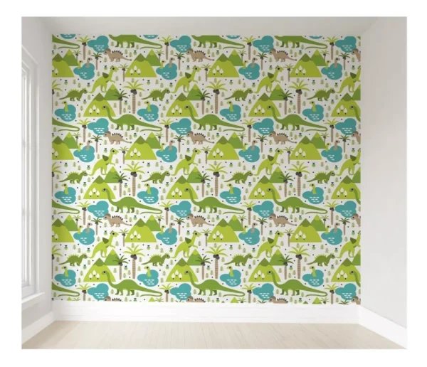 Papel De Parede Dinossauro Para Quarto De Bebê Pp233 M²