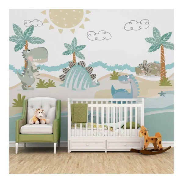 Papel De Parede Dinossauros Infantil Auto Colante 4m² Vr417