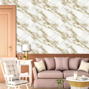 Papel De Parede Dourado Branco Sala Quarto Cozinha Banheiro