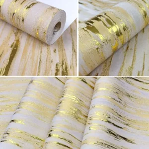 Papel De Parede Dourado Brilhoso Metalizado Rolo 10m X 53cm