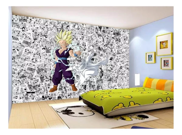 Papel De Parede Dragon Ball Goku Gohan Anime 7,5m² Dbz604