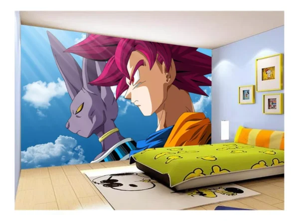 Papel De Parede Dragon Ball Goku Vegeta Anime 7,5m² Dbz04