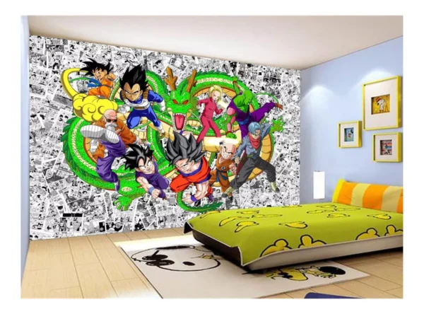 Papel De Parede Dragon Ball Goku Vegeta Anime 7,5m² Dbz123