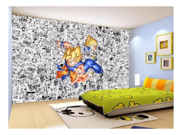 Papel De Parede Dragon Ball Goku Vegeta Anime 7,5m² Dbz160