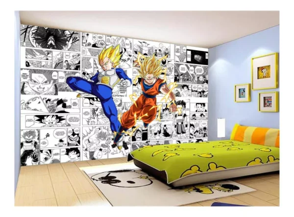 Papel De Parede Dragon Ball Goku Vegeta Anime 7,5m² Dbz174