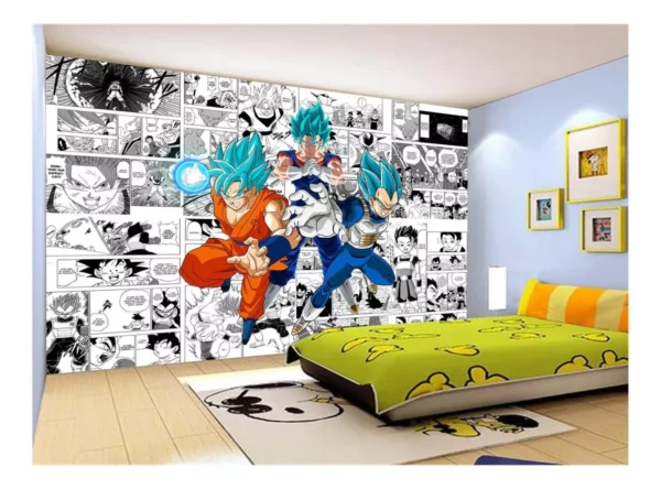 Papel De Parede Dragon Ball Goku Vegeta Anime 7,5m² Dbz175