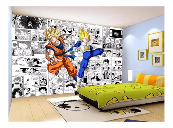 Papel De Parede Dragon Ball Goku Vegeta Anime 7,5m² Dbz241