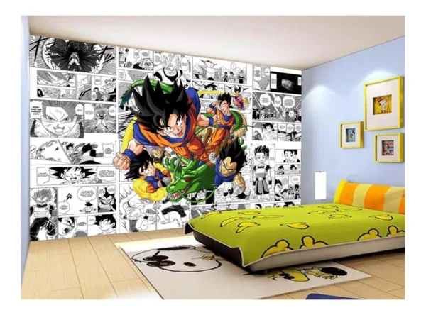 Papel De Parede Dragon Ball Goku Vegeta Anime 7,5m² Dbz254