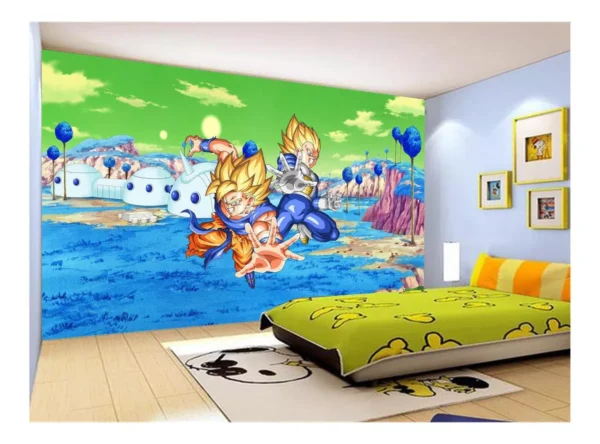 Papel De Parede Dragon Ball Goku Vegeta Anime 7,5m² Dbz414