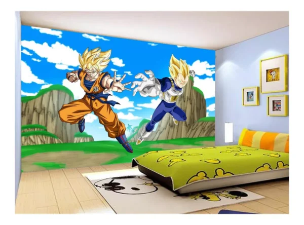 Papel De Parede Dragon Ball Goku Vegeta Anime 7,5m² Dbz487