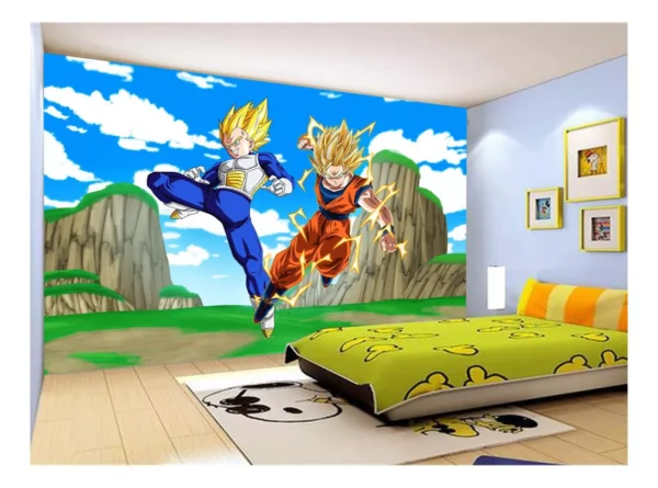 Papel De Parede Dragon Ball Goku Vegeta Anime 7,5m² Dbz488