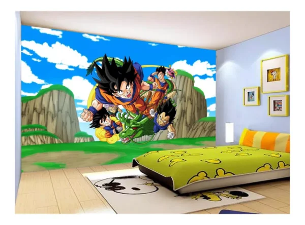 Papel De Parede Dragon Ball Goku Vegeta Anime 7,5m² Dbz508