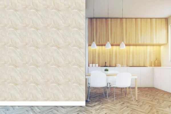 Papel De Parede Efeito Mármore Branco E Bege 5m²