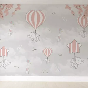 Papel De Parede Elefante Balão Quarto Infantil Bebê Pp153 M²