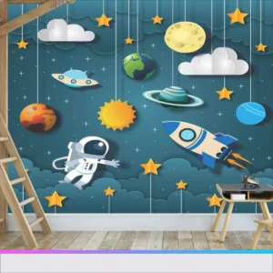 Papel De Parede Espaço Astronauta Infantil - M² - P22