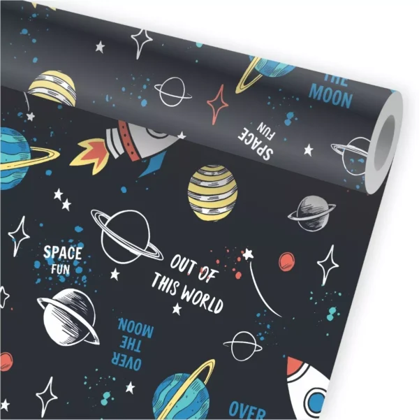 Papel De Parede Espaço Foguete Astronauta Kit 02 Rolos A650