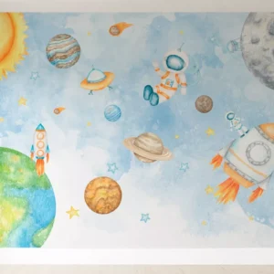 Papel De Parede Espaço Sideral Astronauta Quarto Bebê Pp598