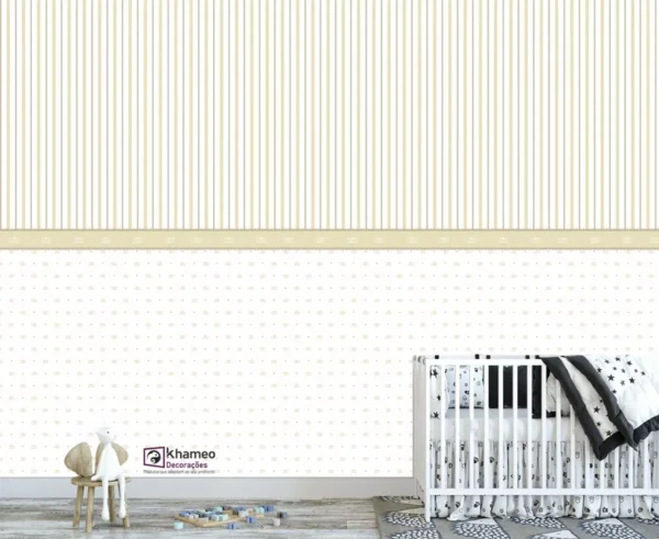 Papel De Parede Estilo Baby Coroa Bege 03 Quarto Feminino