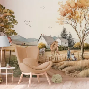 Papel De Parede Fazendinha Cavalo Menino Infantil 3m² Vr630