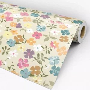 Papel De Parede Floral Amarelo Azul Roxo Rosa Verde Laranja