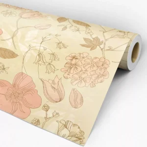 Papel De Parede Floral Amarelo E Rose 3m