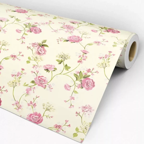 Papel De Parede Floral Amarelo Verde E Rosa 3m