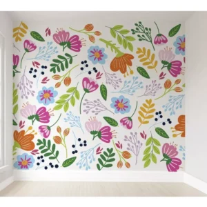 Papel De Parede Floral Bebê Menina Auto Colante 3m² Vr175