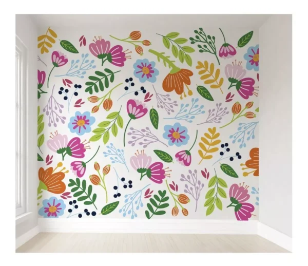 Papel De Parede Floral Bebê Menina Auto Colante 3m² Vr175