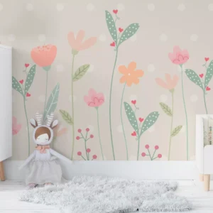 Papel De Parede Floral Bolinhas Quarto Infantil Bebê Pp583