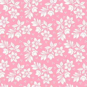 Papel De Parede Floral Branco Com Fundo Rosa Flores Brancas