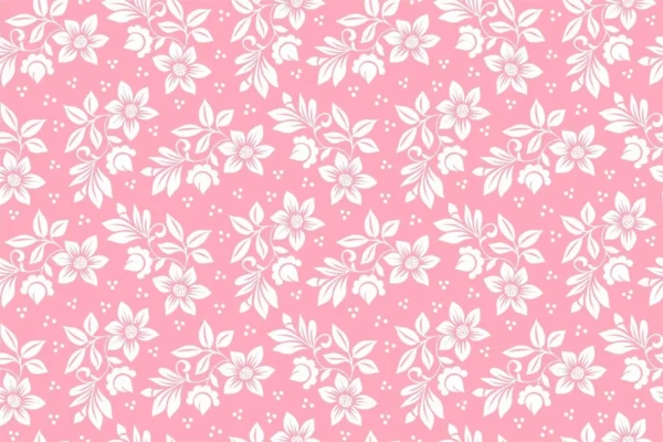 Papel De Parede Floral Branco Com Fundo Rosa Flores Brancas