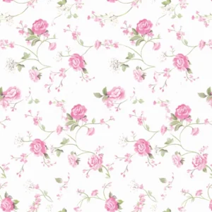 Papel De Parede Floral Branco Flores Delicadas Rosa Adesivo