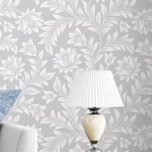 Papel De Parede Floral Classico Cinza Provençal Flor 3 Mts