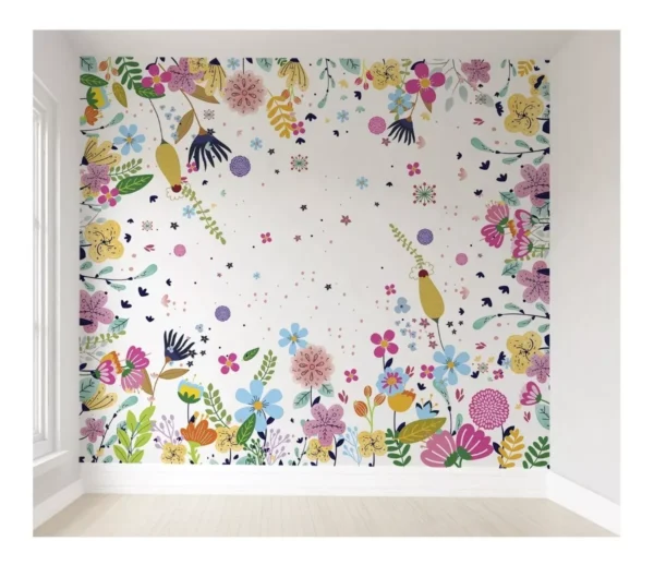 Papel De Parede Floral Colorido Autocolante Vr258 3m²