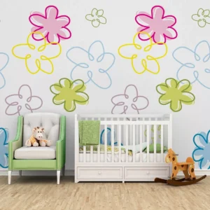 Papel De Parede Floral Colorido Quarto Bebê Menina M² Pp176