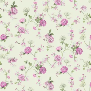 Papel De Parede Floral Com Delicadas Flores Rosa Fl160