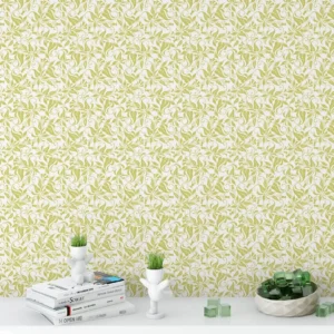 Papel De Parede Floral Com Detalhes Amarelo Mostarda 2,50m