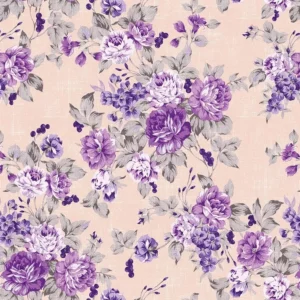 Papel De Parede Floral Com Flores Tons De Roxo Fl103