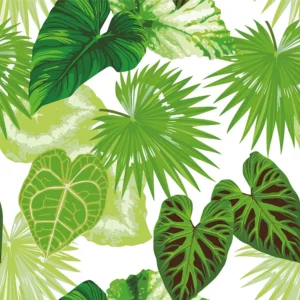 Papel De Parede Floral Com Folhas Tropicais Verdes 3m