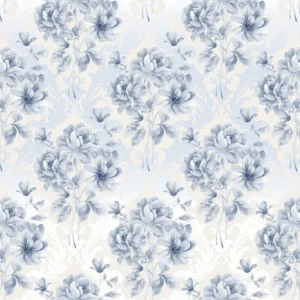 Papel De Parede Floral Delicadas Flores Azul 5 Mts