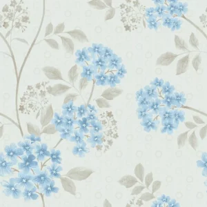 Papel De Parede Floral Delicadas Flores Azul Fl130